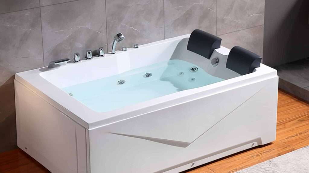 découvrez notre baignoire à remous pour deux personnes, offrant un confort optimal et une expérience relaxante grâce à ses jets massants puissants.
