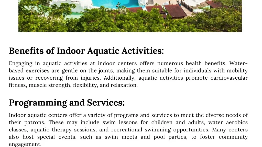 découvrez les bienfaits du centre aquatique : amélioration de la santé, renforcement musculaire, relaxation et activités adaptées à tous les âges.
